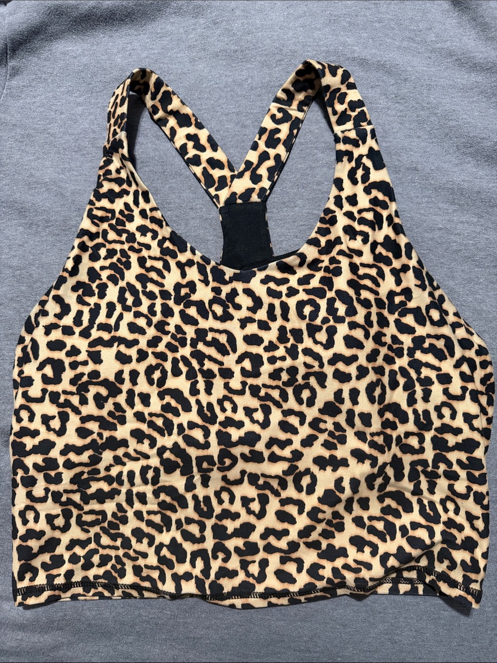 Kyodan Leopard Print Racerback Crop Top - Tan & Black